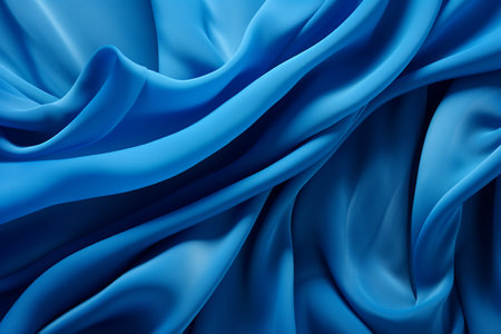 Abstract background of blue satin drapery. 3d render illustrationの素材