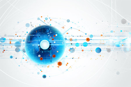 Abstract technology background with circles and lines. Vector illustration for your designの素材