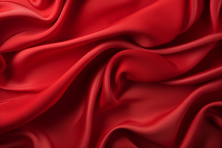 Closeup of rippled red silk fabric as background. 3d renderの素材