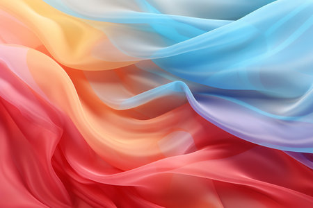 abstract background of colored silk or satin wavy folds. 3d render illustrationの素材