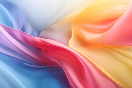 abstract background of colorful silk or satin wavy folds. 3d render illustrationの素材