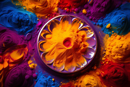 Colorful holi powder for Holi festival of colors in Indiaの素材