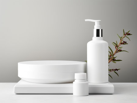 Cosmetic bottle containers mockup on white background. 3d renderingの素材