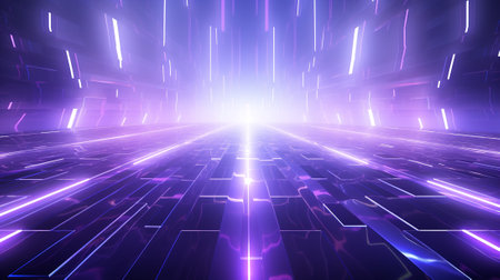 abstract technology background with glowing lines and lights, 3d renderの素材