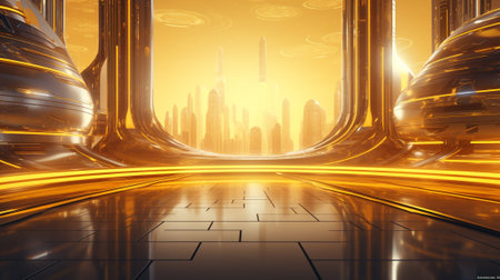 Futuristic Sci Fi Futuristic Background. 3D Renderingの素材
