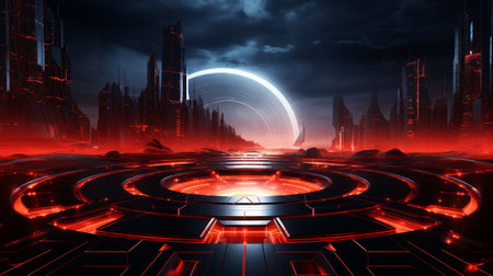 Futuristic sci-fi background. Futuristic technology interface. 3d renderingの素材