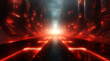 abstract futuristic background with glowing lights, 3d rendering digital illustrationの素材