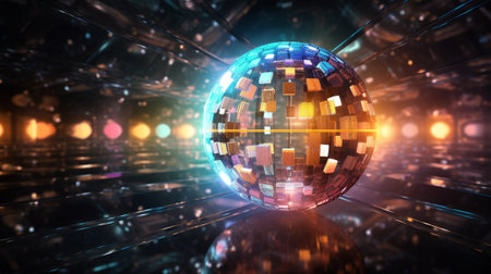 Abstract disco ball background. 3d rendering, 3d illustration.の素材