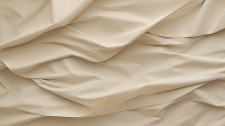 Closeup of rippled beige silk fabric texture background.の素材