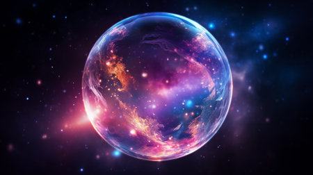 Earth planet in space with nebula and stars. 3D renderingの素材