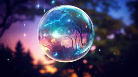 3D illustration of a fantasy planet in the forest with trees.の素材