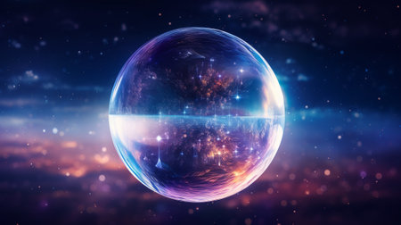 sphere in space, computer generated abstract background, 3d renderの素材