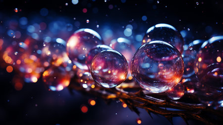 abstract background with water drops and christmas tree. 3d renderingの素材