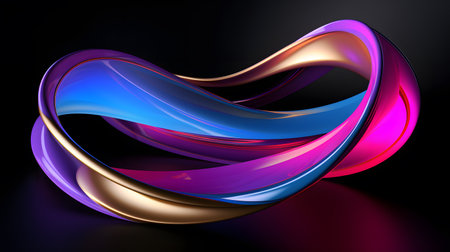 Abstract background, 3D illustration, multicolored curvy lines.の素材