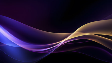 abstract background with blue and purple waves, vector art illustration.の素材