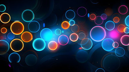 abstract background with glowing circles and bokeh effect, vector illustrationの素材