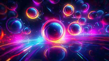 3d rendering of abstract background with neon lights. 3d illustrationの素材