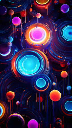 Abstract background with colorful circles, 3d illustration.の素材