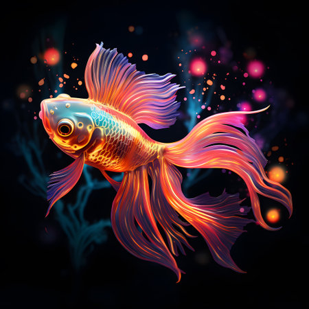 Beautiful goldfish on a dark background. Vector illustration of goldfish.の素材