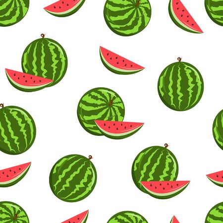 Beautiful pattern of watermelon and slicesのイラスト素材