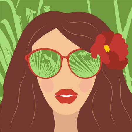 Beautiful woman in sunglassesのイラスト素材
