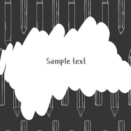 Creative frame with pencils on background. Black and white vector illustration. For website, advertising, applications, booklets. Scrawl. Hand-drawn. Template. Mock up.のイラスト素材