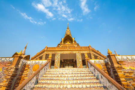 Front of pagoda temple golden in thailandの写真素材