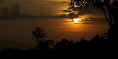 Sunset silhouette in Thailandの写真素材