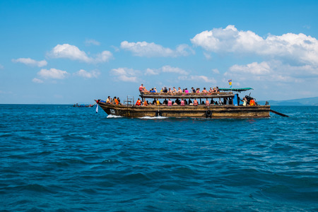 Tourist on the beach in Thailand, Asia. Bamboo Island in Thailand- blue sky and with silky soft white sand, and exceptionally clear waterのeditorial素材