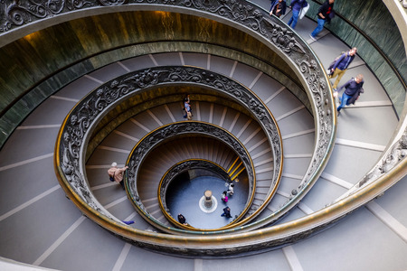 VATICAN - MARCH 24 : Spiral stairs of the Vatican Museums in Vatican on MARCH 24, 2015 in Rome,...