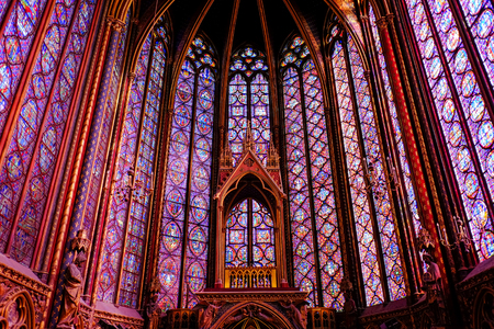 PARIS, FRANCE, March 23, 2015: The Sainte Chapelle (Holy Chapel) in Paris, France. The Sainte Chapelle is a royal medieval Gothic chapel in Paris and one of the most famous monuments of the cityのeditorial素材
