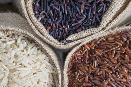 Rice seed,brown rice, keep healthy concept, brown backgroundの写真素材