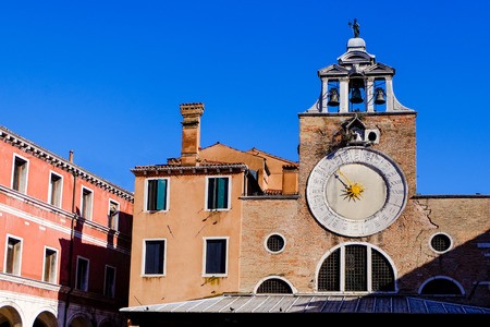 Venice the big clock of the Saint Giacomo of Rialto church in venice,Italyの写真素材