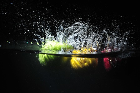 Fruit in water splash