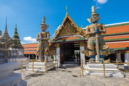 Gaint in Wat Phra Kaew (The Emerald Buddha) daylight view in Thailandの写真素材