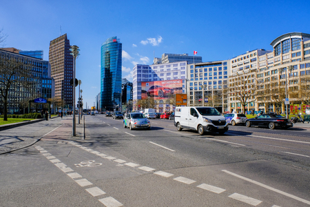 BERLIN - FEBUARY 12, 2017: Potsdamer Platz in the afternoon. It is an important public square and hosts many modern buildings and a metro station.のeditorial素材