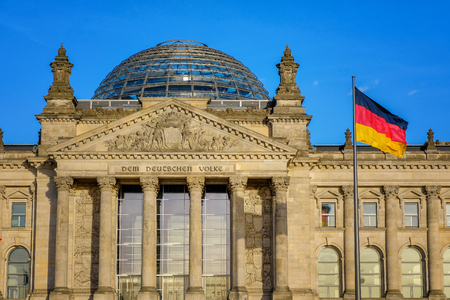 Front view of famous Reichstag building (german government) in Berlin, Germanyのeditorial素材