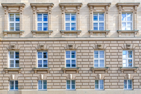 Vintage house facade windows pattern in Berlin Germanyの写真素材