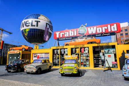 Berlin, Germany - March 18, 2017: Berlin trabi world museum close to Checkpoint Charlie. Iconic East German car and at Trabi World you can drive a trabant along the wall sights.のeditorial素材