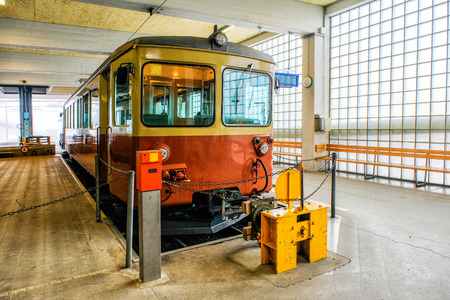 Old swiss train in station