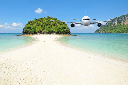 Front of real plane aircraft, on Thale Waek Karbi,Thailand backgroundの写真素材
