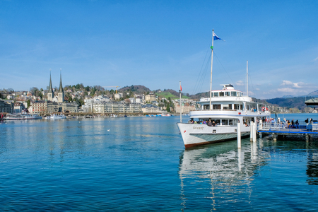 LUCERNE, SWITZERLAND - MARCH 29, 2017: Cityscape of Lucerne in daylight on March 29, 2017 in Lucerne, Switzerland.
のeditorial素材