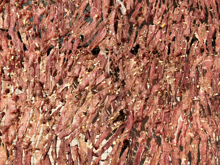 Esan Thai food: Outdoor sun dried meatの写真素材