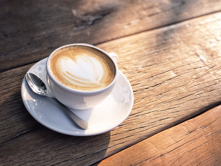 Coffee cup latte art in morningの写真素材