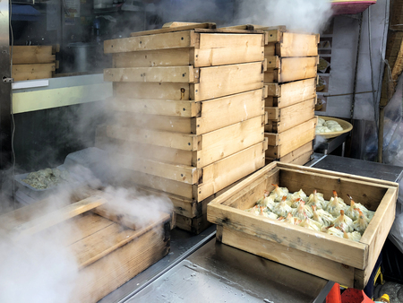 Dumpling at street food in Myeong Dong, Seoul, Korea.の写真素材