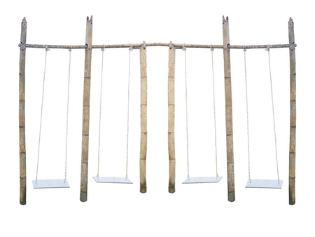 Swing bamboo wood isolate on white backgroundの写真素材