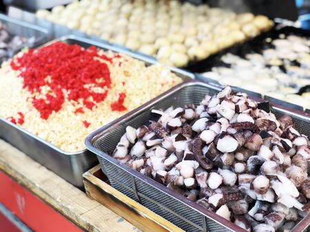 Takoyaki japanese food on the street to Fushimi Inari shrine at Kyoto,Japan.の写真素材