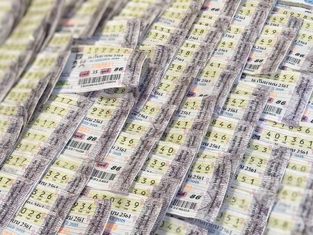 KHONKAEN,Thailand - SEPTEMBER 13, 2018:  Thailand Government lottery tickets sold in the gas station.の写真素材