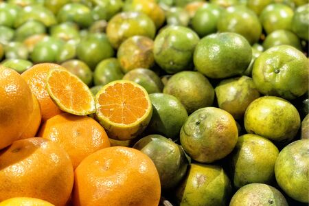 Fresh oranges fruits at marketの写真素材