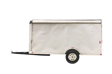 White trailer isolated on white background with space for textの写真素材